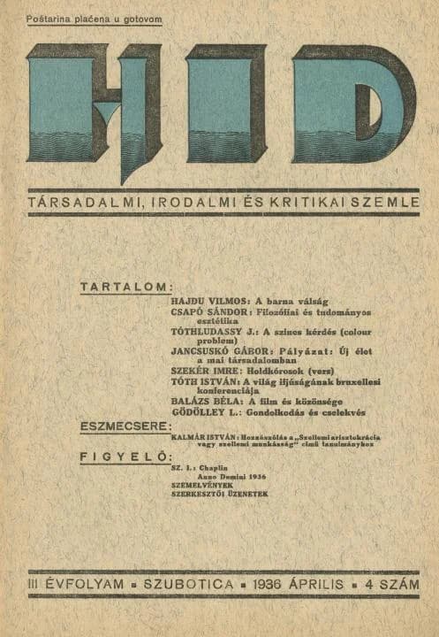 Híd, 3. évf. 1936. április. 4. sz. 1–24. oldal