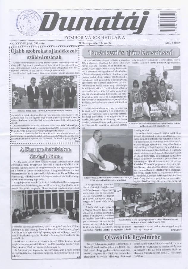 Dunatáj, 16. évf. 2014. szeptember 10. 797. sz.