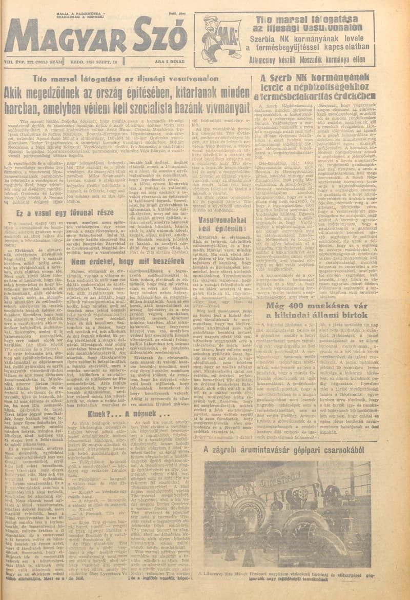 Magyar Szó, 8. évf. 1951. szeptember 18. 222. sz. 1–4. oldal