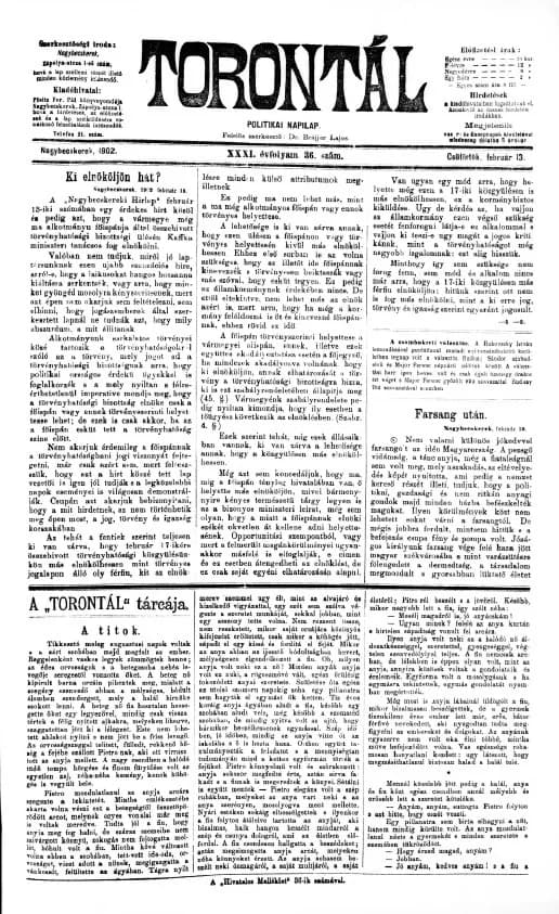 Torontál, 31. évf. 1902. február 13. 36. sz.