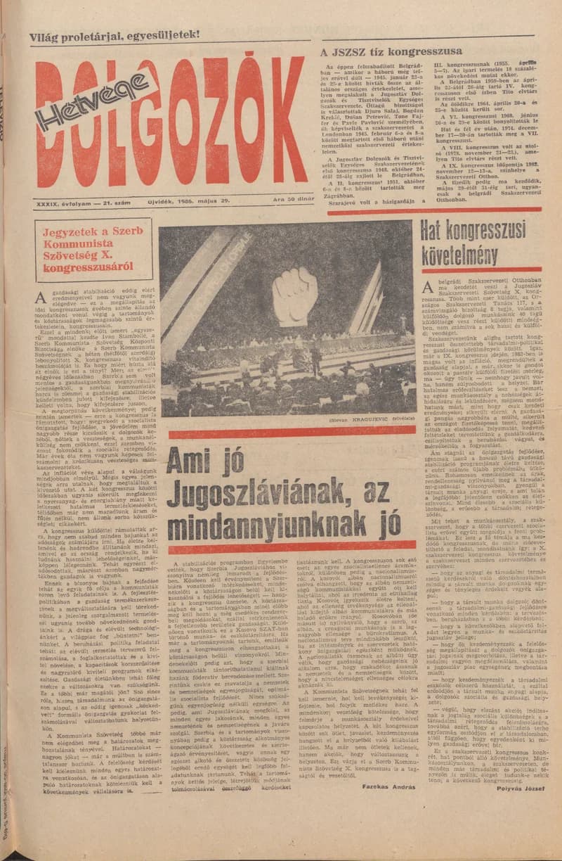 Dolgozók, 40. évf. 1986. május 29. 21. sz.