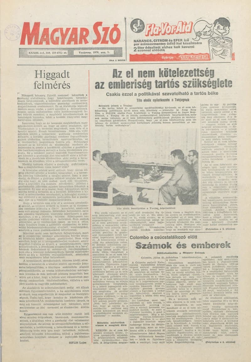 Magyar Szó, 33. évf. 1976. augusztus 1. 210. sz. 1–28. oldal