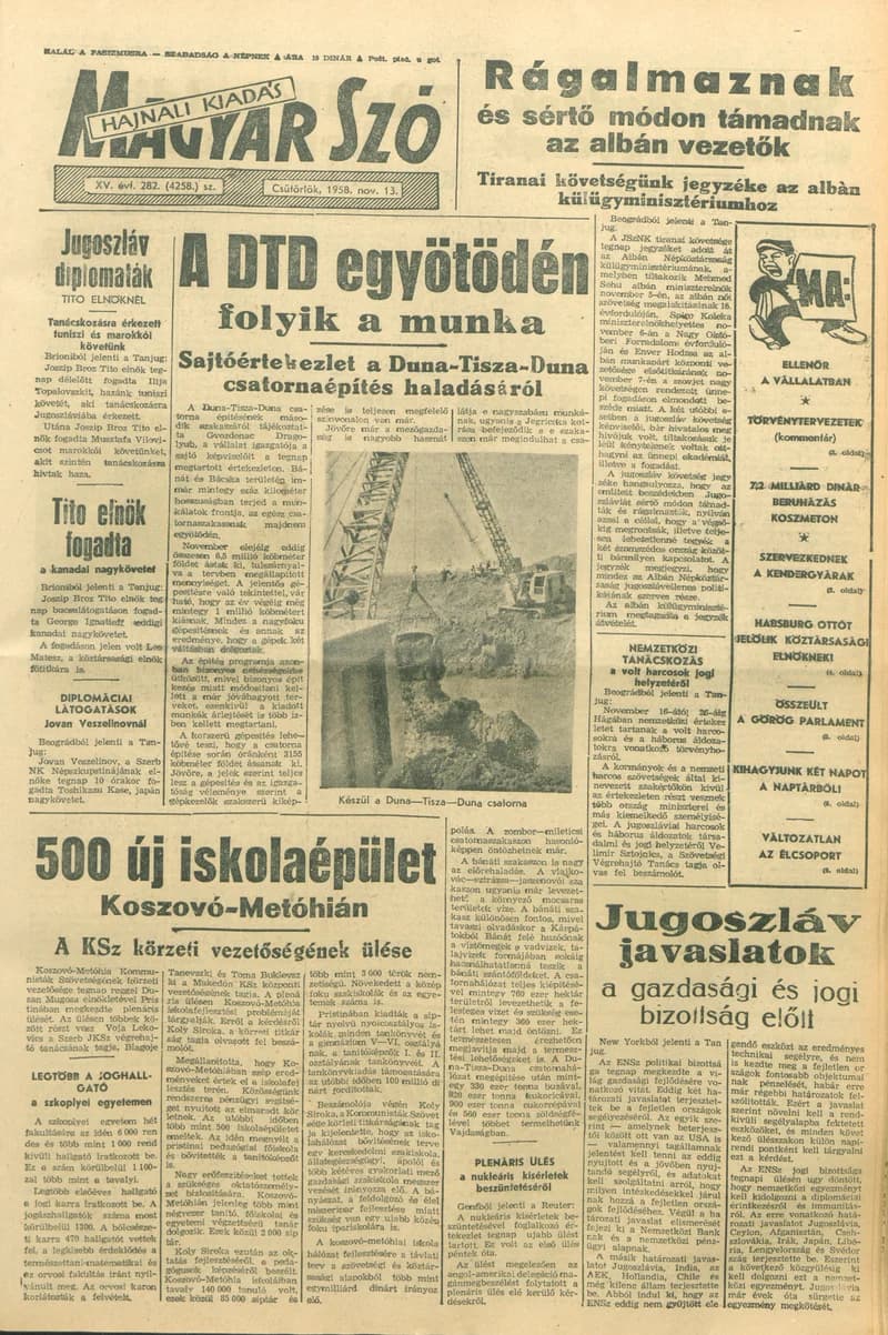 Magyar Szó, 15. évf. 1958. november 13. 282. sz. 1–16. oldal