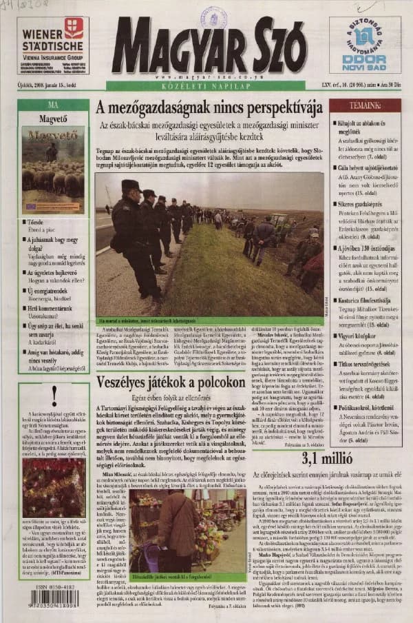 Magyar Szó, 65. évf. 2008. január 15. 10. sz. 1–20. oldal
