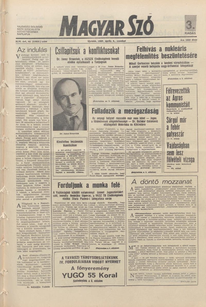 Magyar Szó, 46. évf. 1989. április 8. 95. sz. 1–24. oldal