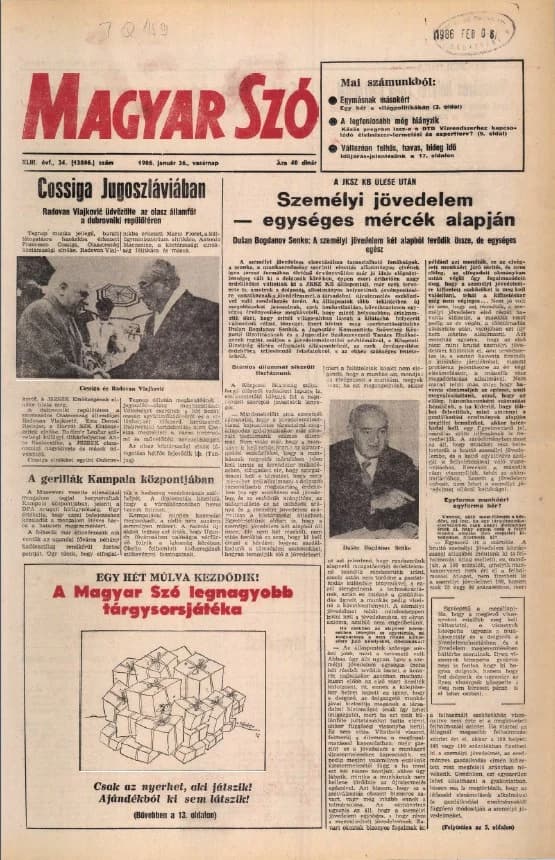 Magyar Szó, 43. évf. 1986. január 26. 24. sz. 1–32. oldal
