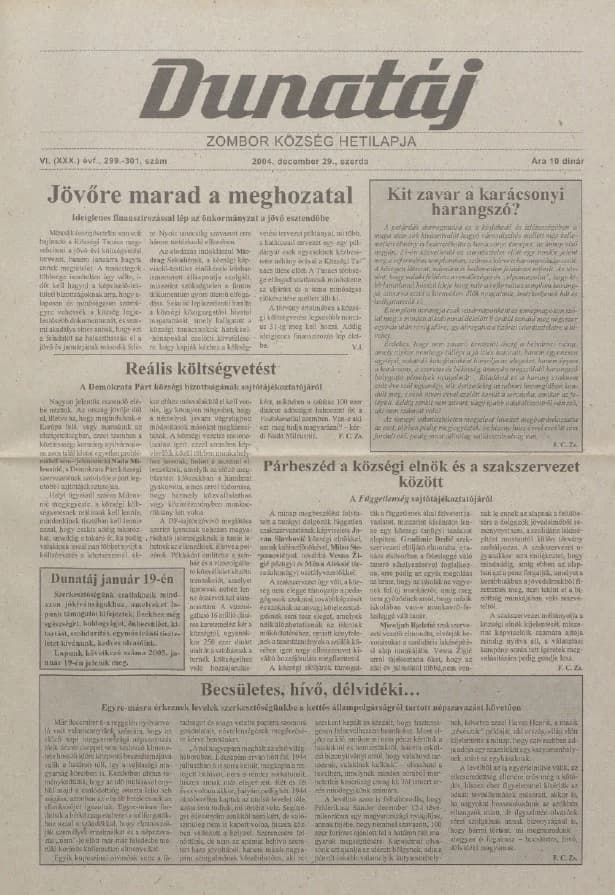 Dunatáj, 6. évf. 2004. december 29. 299–301. sz.