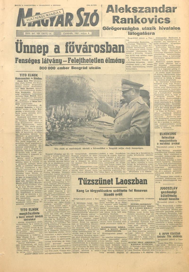 Magyar Szó, 18. évf. 1961. május 4. 102. sz. 1–16. oldal