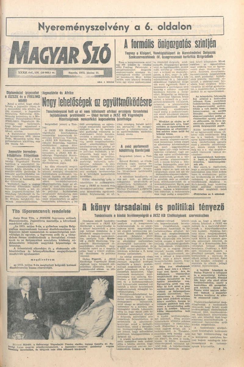 Magyar Szó, 32. évf. 1975. június 11. 158. sz.