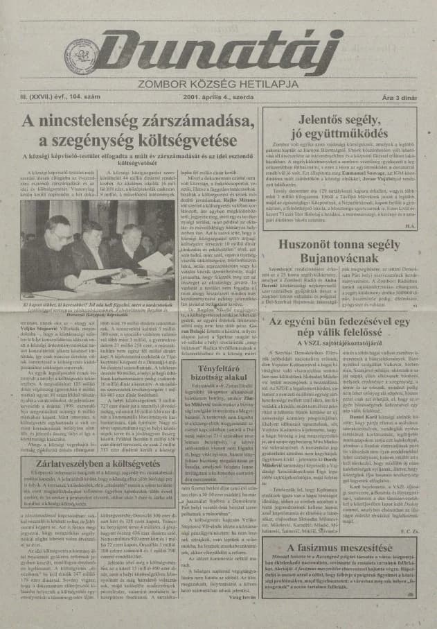 Dunatáj, 3. évf. 2001. április 4. 104. sz.