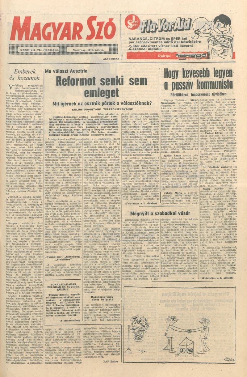 Magyar Szó, 32. évf. 1975. október 5. 274. sz.