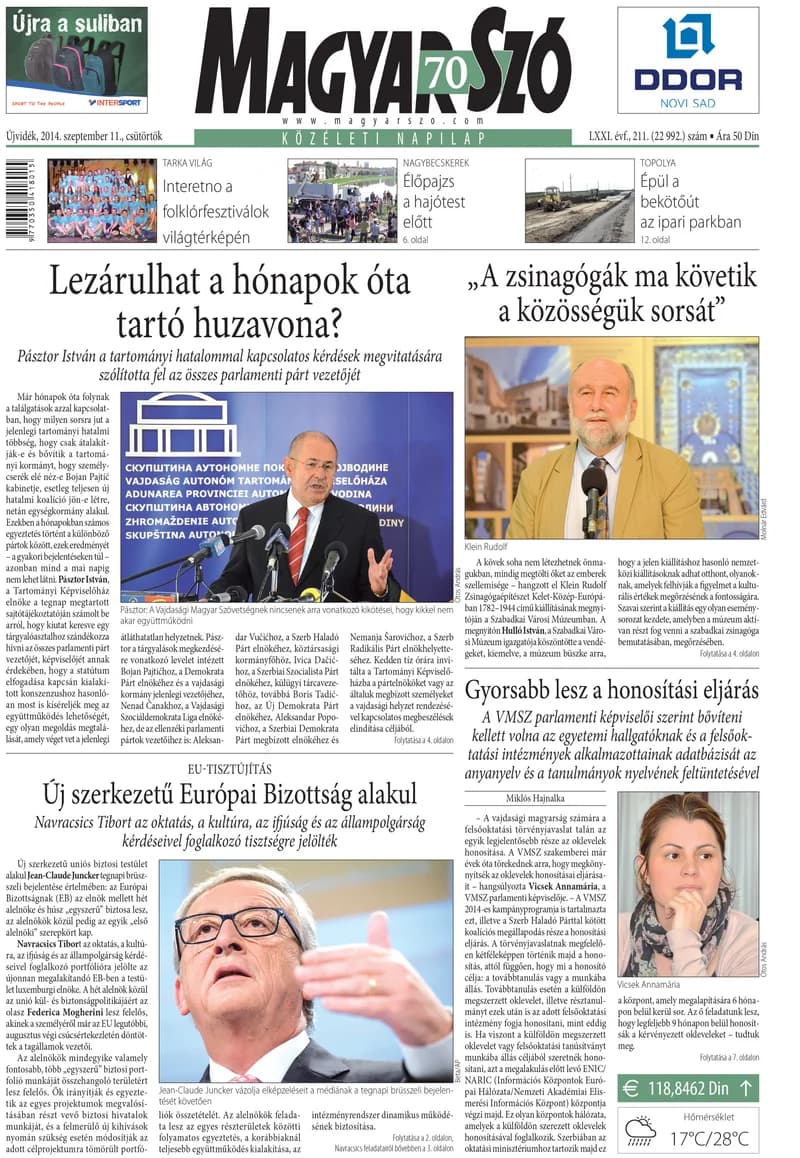 Magyar Szó, 71. évf. 2014. szeptember 11. 211. sz. 1–16. oldal