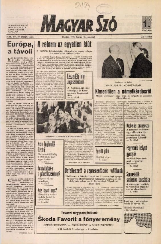 Magyar Szó, 47. évf. 1990. február 10. 39. sz. 1–24. oldal