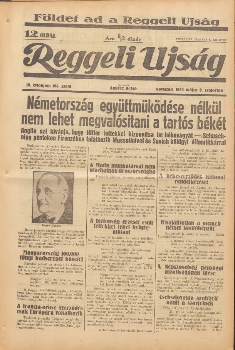 Reggeli Újság, 16. évf. 1935. május 9. 108. sz.