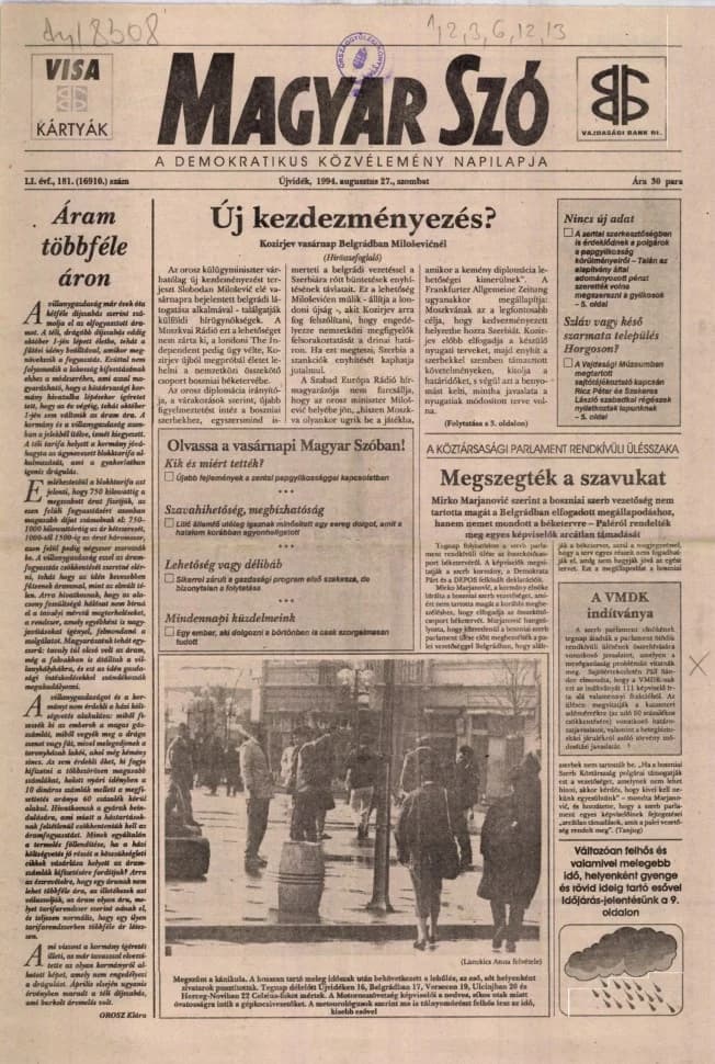 Magyar Szó, 51. évf. 1994. augusztus 27. 181. sz. 1–16. oldal