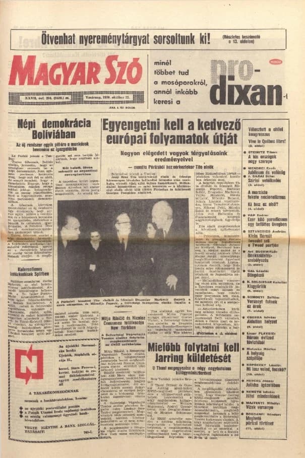 Magyar Szó, 27. évf. 1970. október 25. 294. sz. 1–32. oldal