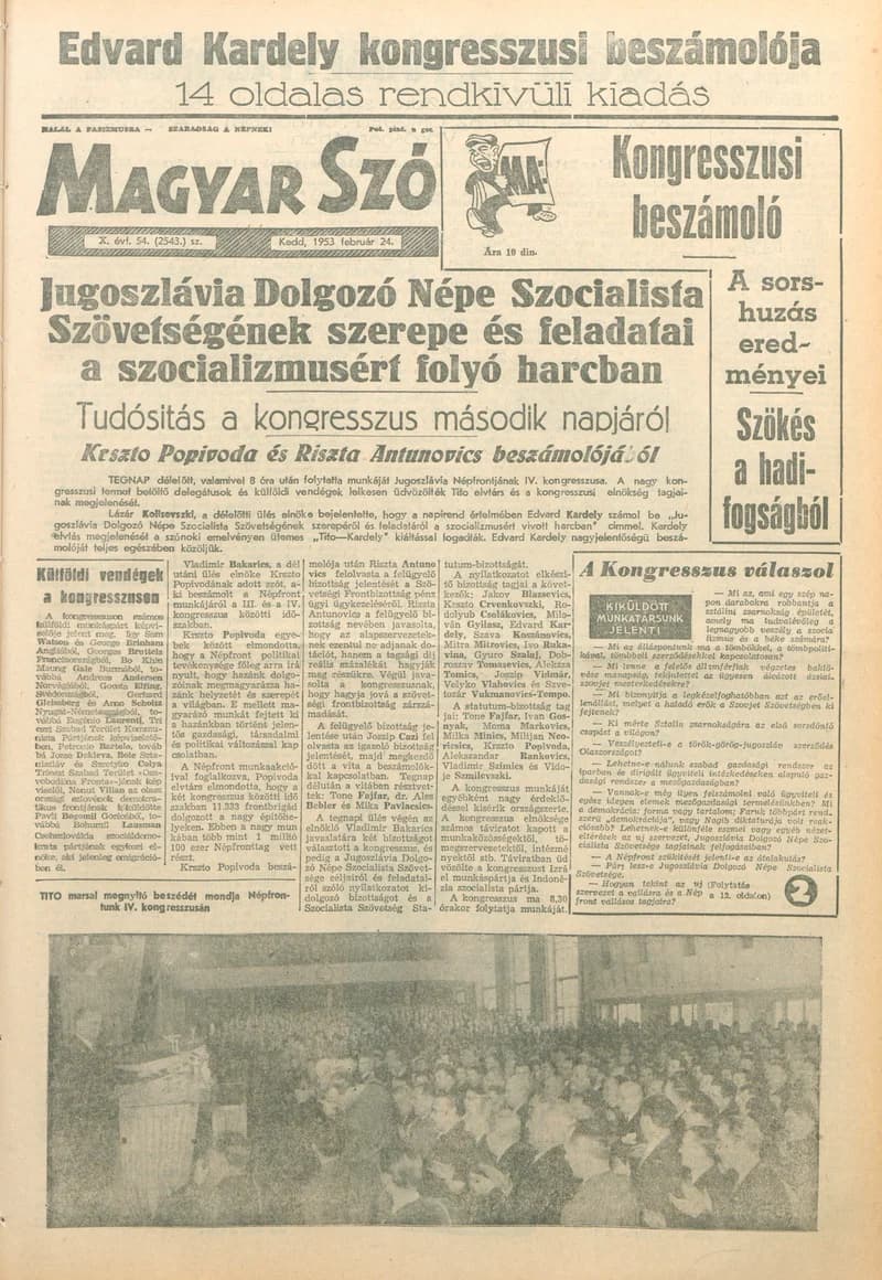 Magyar Szó, 10. évf. 1953. február 24. 54. sz. 1–14. oldal