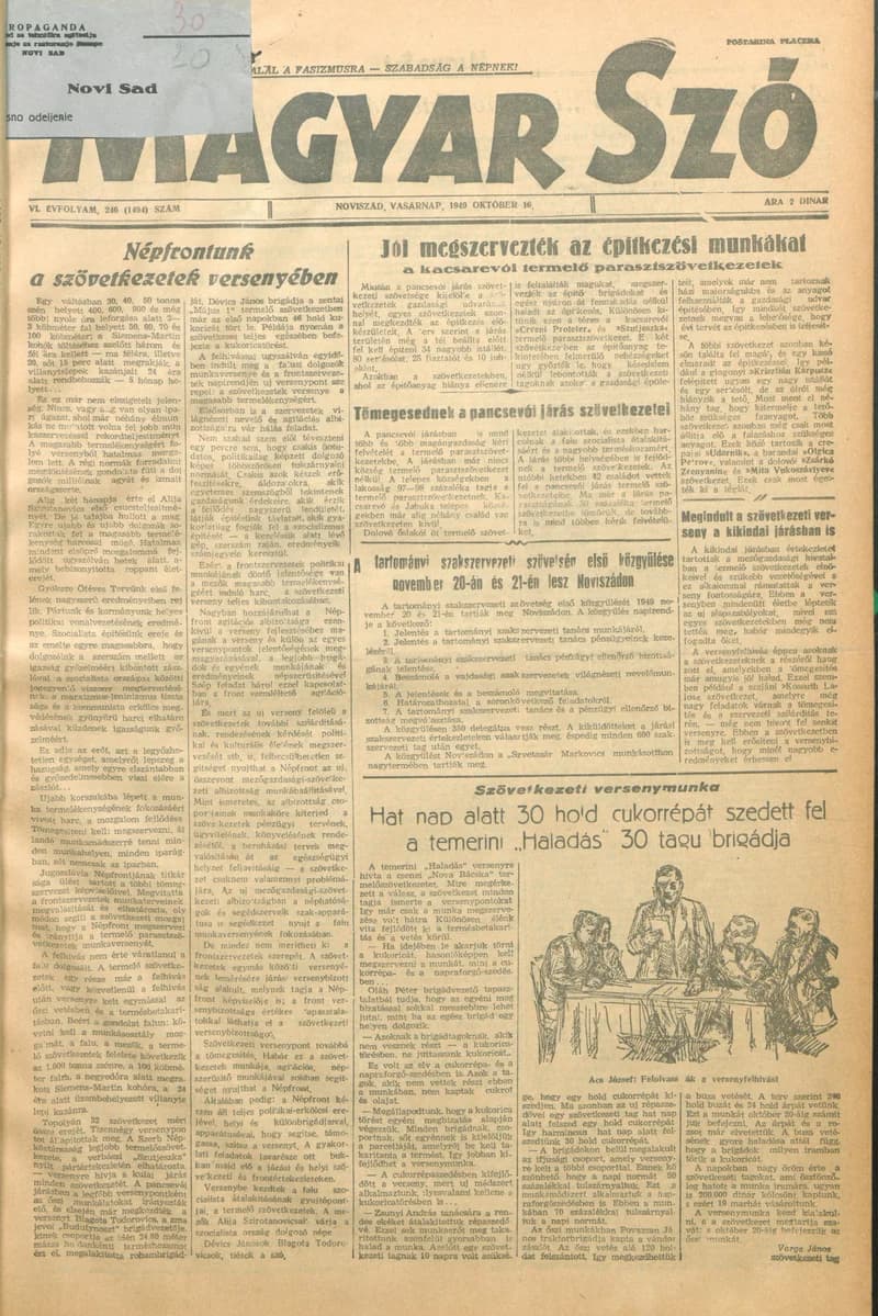 Magyar Szó, 6. évf. 1949. október 16. 246. sz. 1–4. oldal