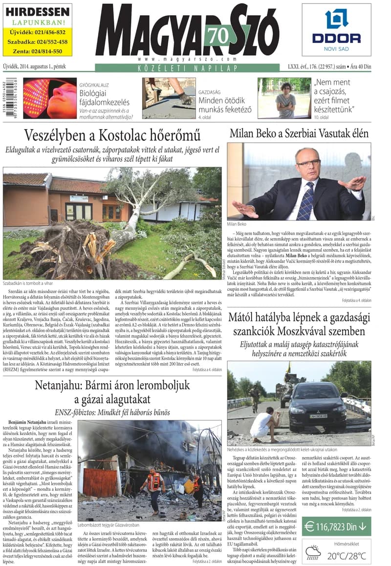 Magyar Szó, 71. évf. 2014. augusztus 1. 176. sz. 1–16. oldal