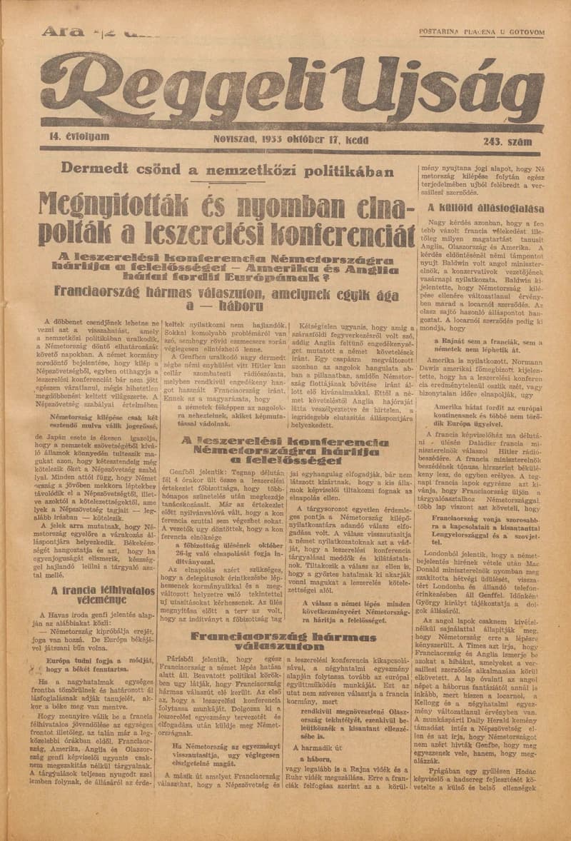 Reggeli Újság, 14. évf. 1933. október 17. 243. sz.