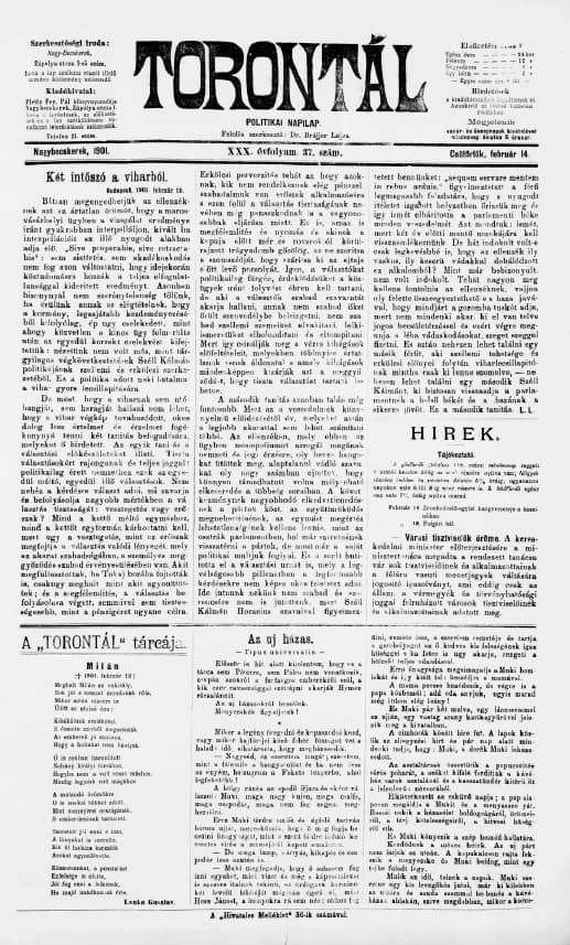 Torontál, 30. évf. 1901. február 14. 37. sz.