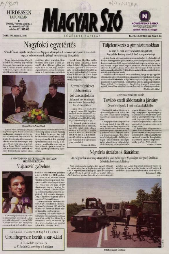 Magyar Szó, 60. évf. 2003. május 13. 111. sz. 1–16. oldal