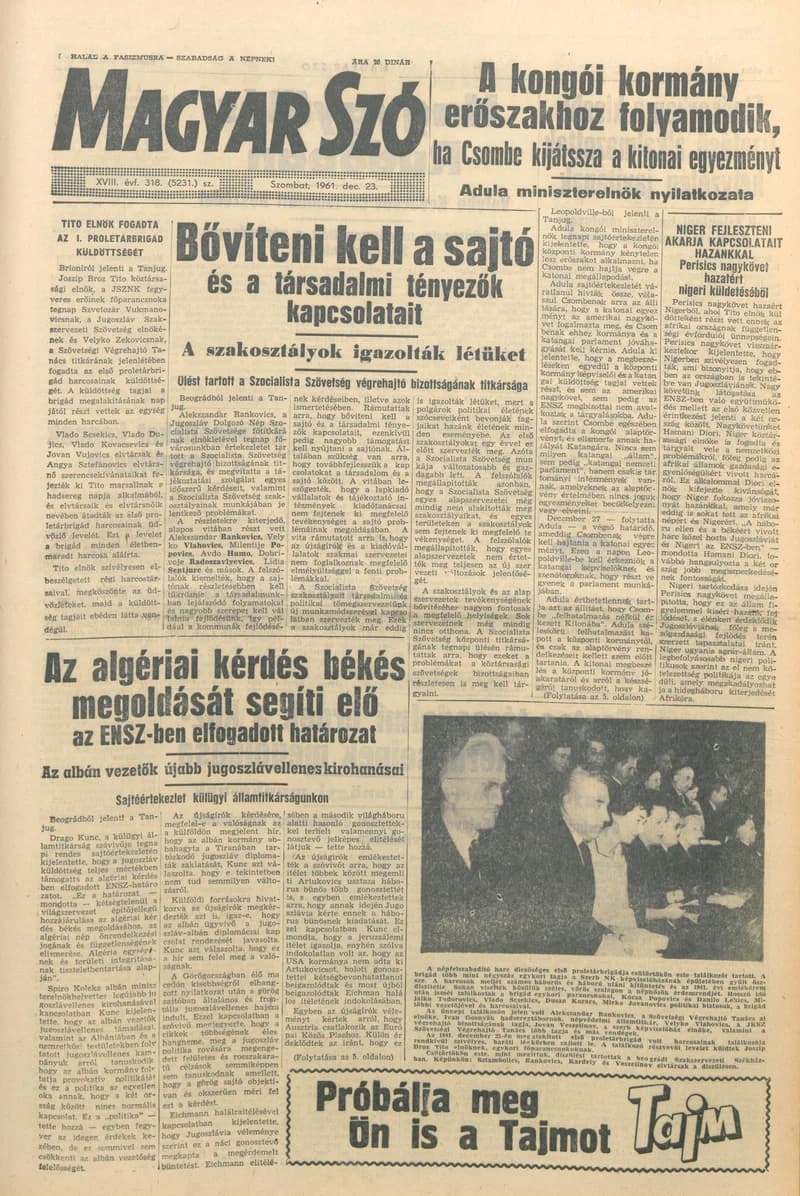 Magyar Szó, 18. évf. 1961. december 23. 318. sz. 1–12. oldal