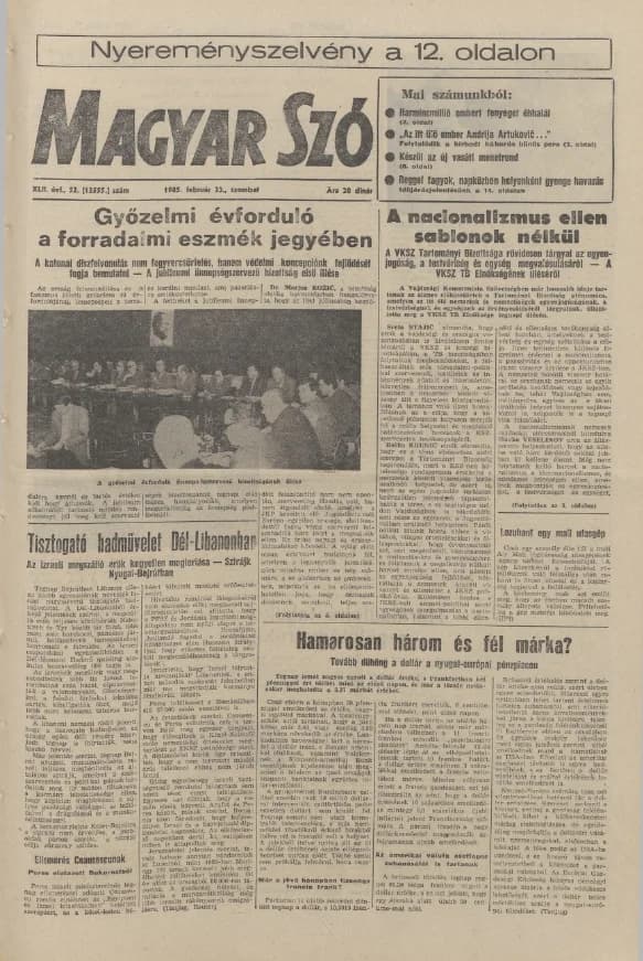 Magyar Szó, 42. évf. 1985. február 23. 52. sz. 1–28. oldal