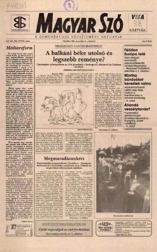 Magyar Szó, 52. évf. 1995. november 2. 256. sz. 1–16. oldal
