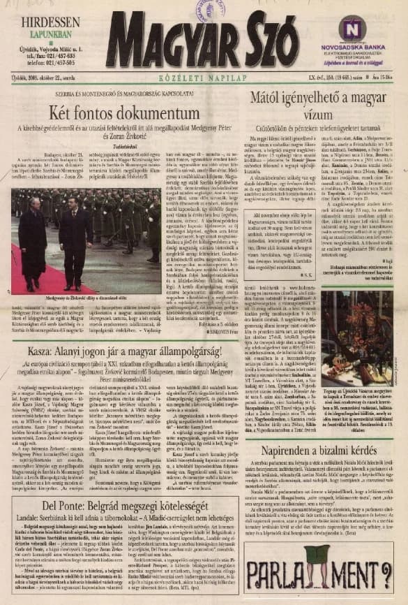 Magyar Szó, 60. évf. 2003. október 22. 250. sz. 1–20. oldal