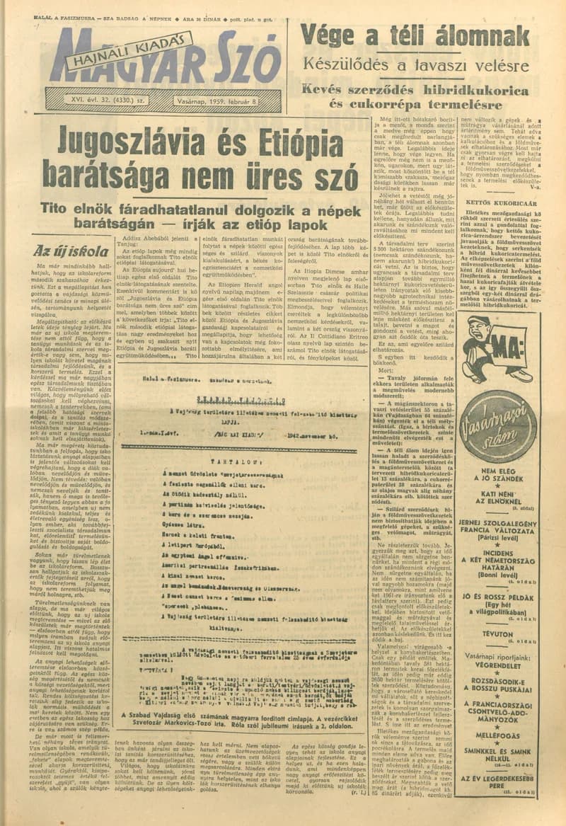 Magyar Szó, 16. évf. 1959. február 8. 32. sz. 1–24. oldal