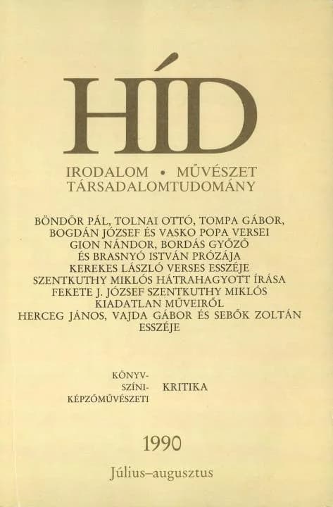 Híd, 54. évf. 1990. július – augusztus. 7–8. sz. 753–888. oldal