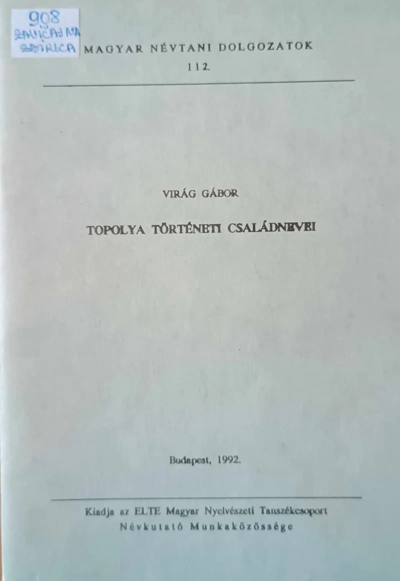 Topolya történeti családnevei