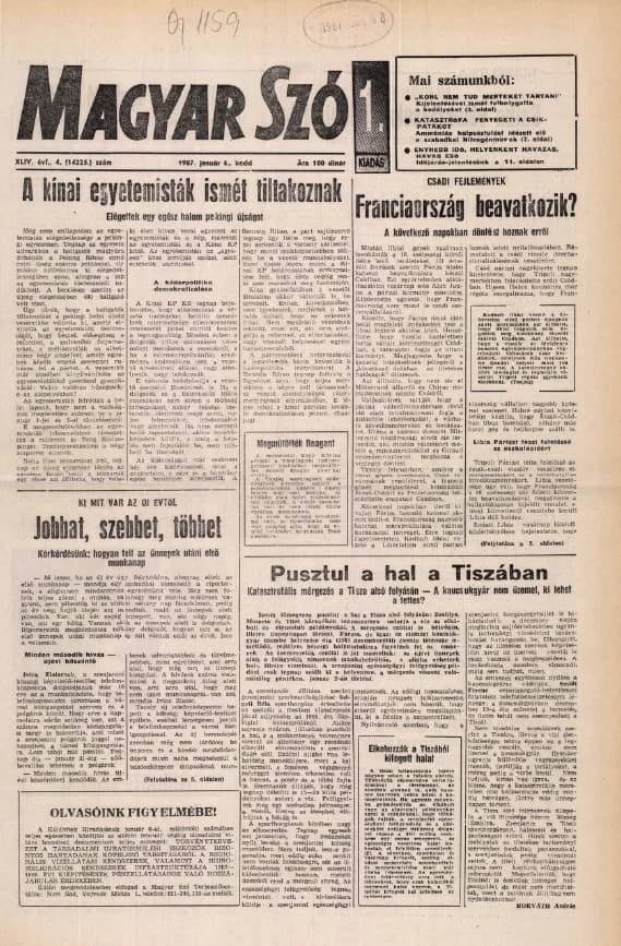 Magyar Szó, 44. évf. 1987. január 6. 4. sz. 1–20. oldal