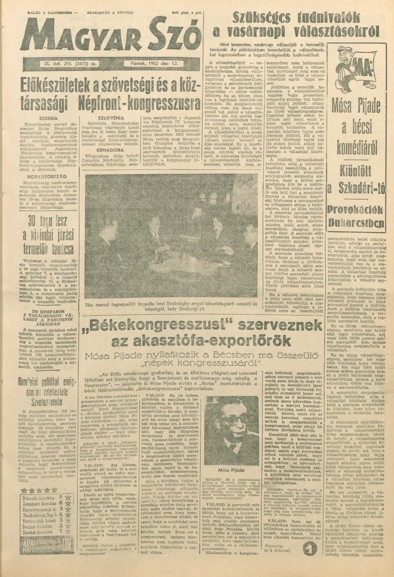 Magyar Szó, 9. évf. 1952. december 12. 295. sz. 1–10. oldal