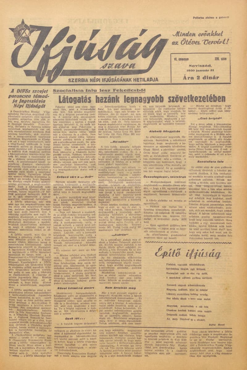 Ifjúság Szava, 6. évf. 1950. január 21. 228. sz.