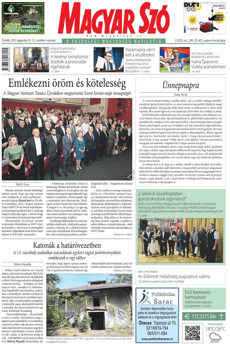 Magyar Szó, 79. évf. 2022. augusztus 20. – 21. 193. sz. 1–32. oldal