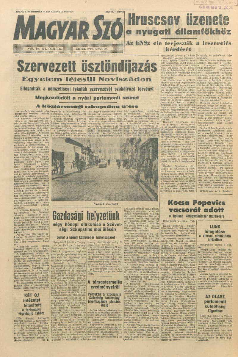 Magyar Szó, 17. évf. 1960. június 29. 152. sz. 1–12. oldal