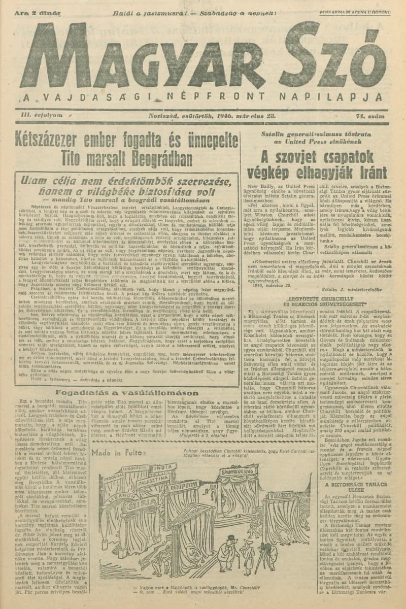 Magyar Szó, 3. évf. 1946. március 28. 74. sz. 1–8. oldal