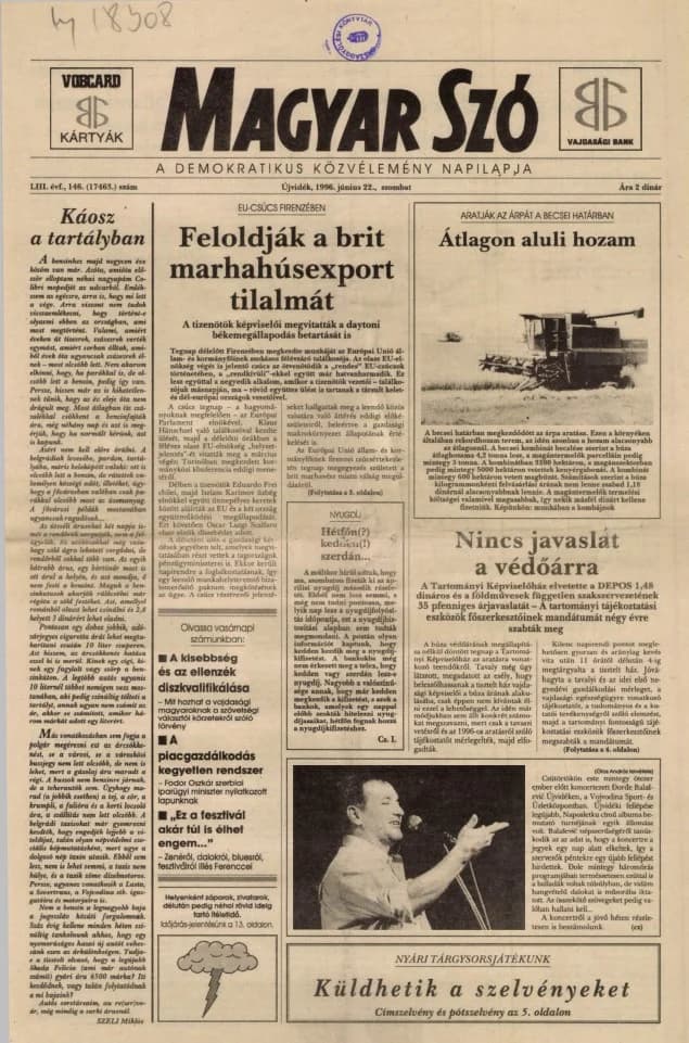Magyar Szó, 53. évf. 1996. június 22. 146. sz. 1–16. oldal