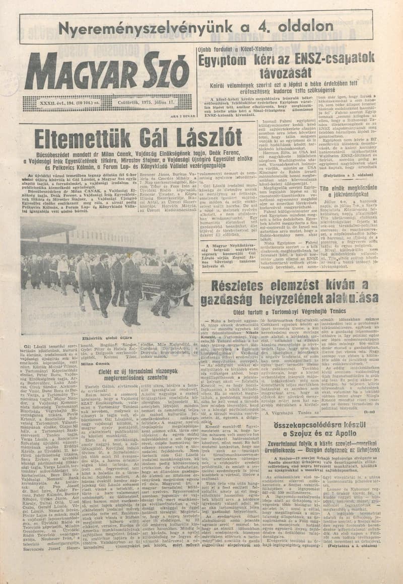Magyar Szó, 32. évf. 1975. július 17. 194. sz.