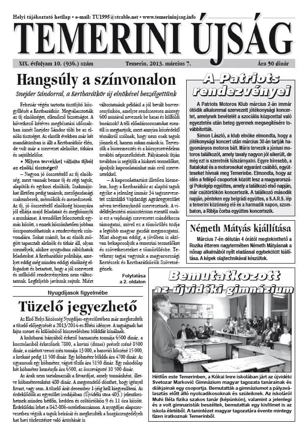 Temerini Újság, 19. évf. 2013. március 7. 10. sz.