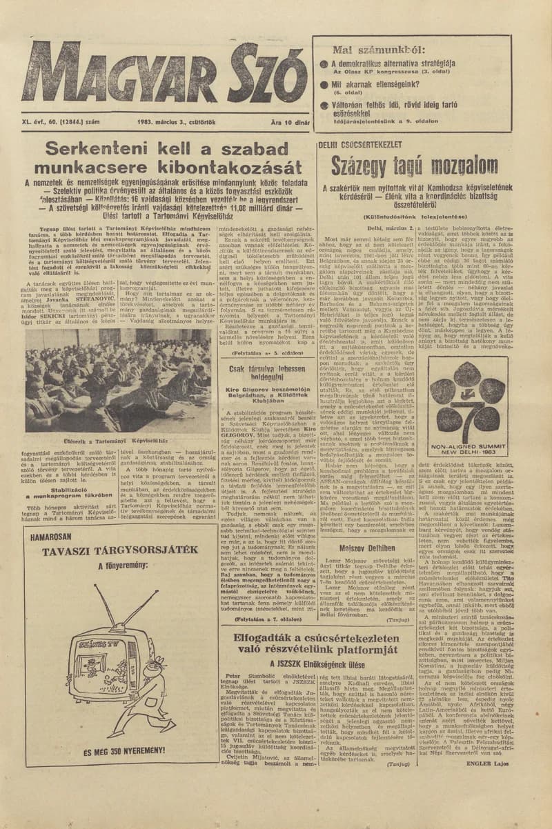 Magyar Szó, 40. évf. 1983. március 3. 60. sz. 1–24. oldal