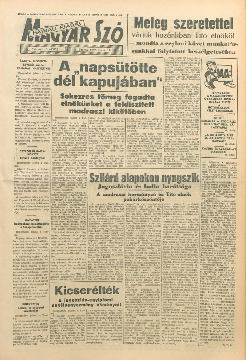 Magyar Szó, 16. évf. 1959. január 14. 10. sz. 1–18. oldal