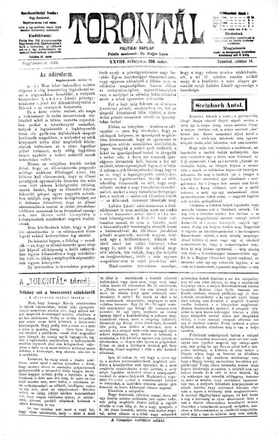 Torontál, 28. évf. 1899. október 14. 236. sz.