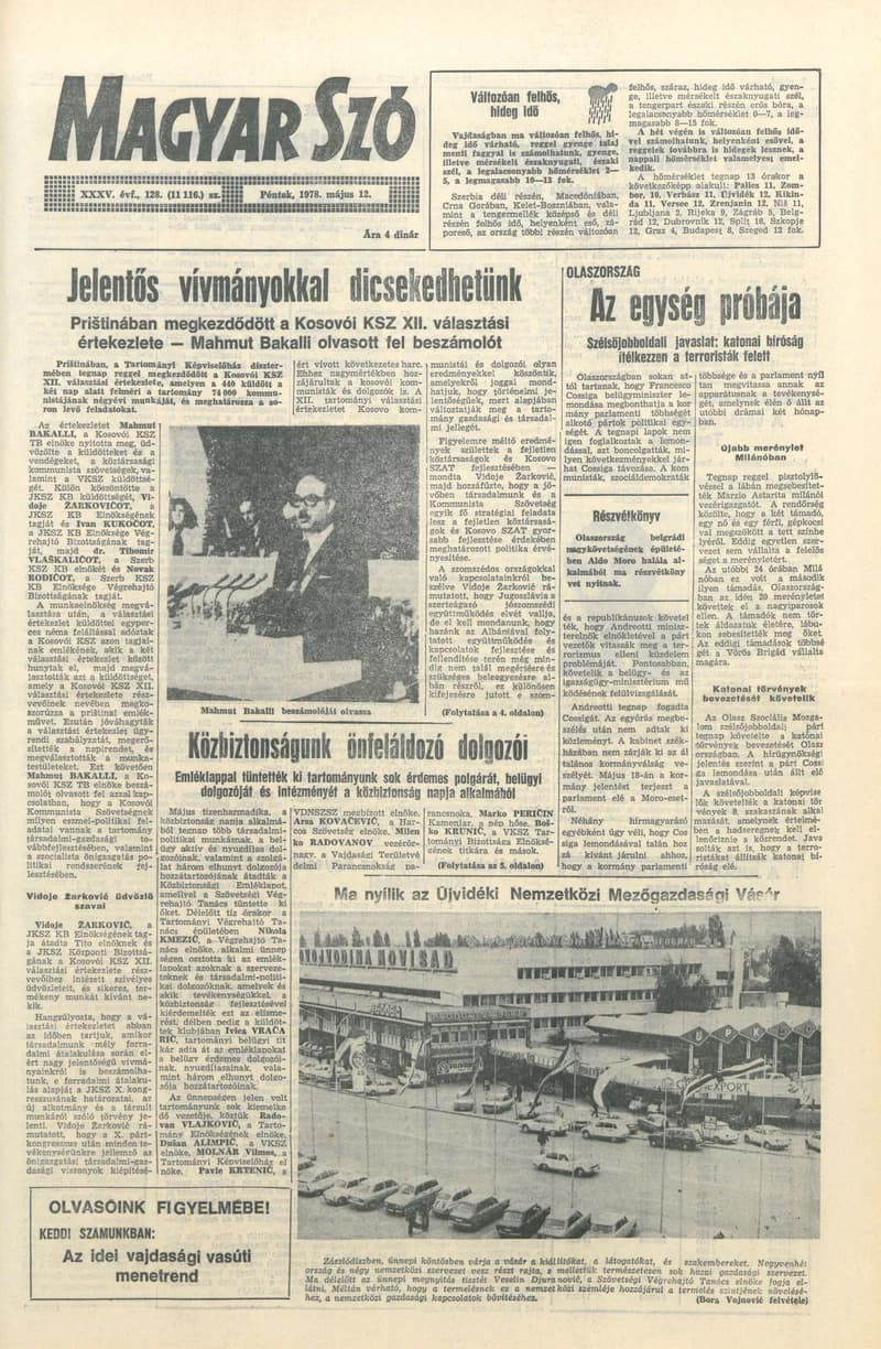 Magyar Szó, 35. évf. 1978. május 12. 128. sz. 1–20. oldal