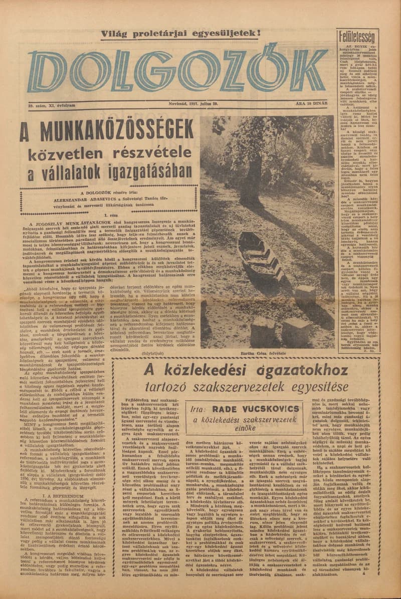 Dolgozók, 11. évf. 1957. július 20. 29. sz.