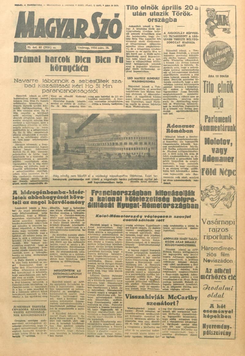 Magyar Szó, 11. évf. 1954. március 28. 83. sz. 1–14. oldal
