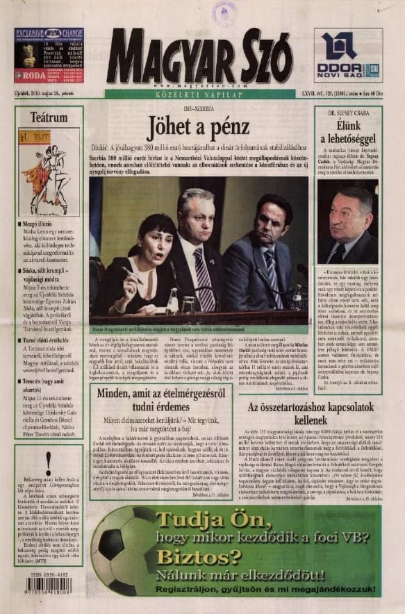 Magyar Szó, 67. évf. 2010. május 28. 121. sz. 1–20. oldal