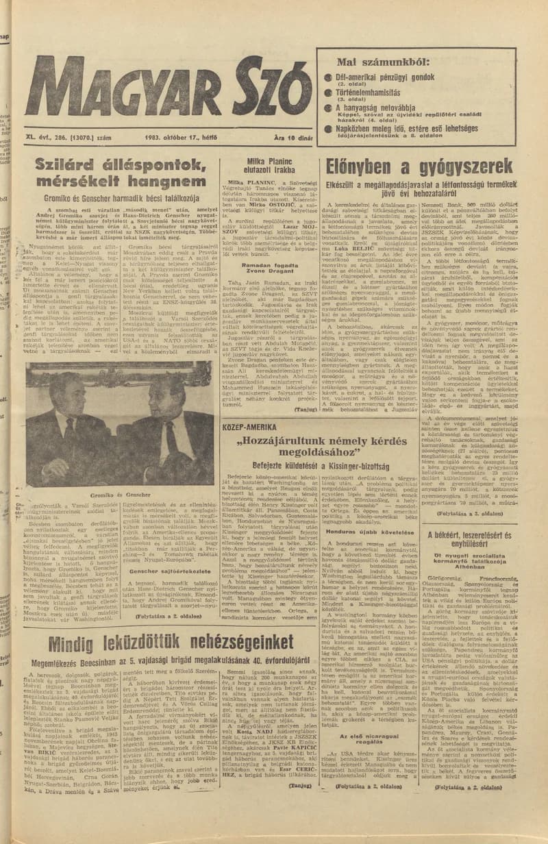 Magyar Szó, 40. évf. 1983. október 17. 286. sz.